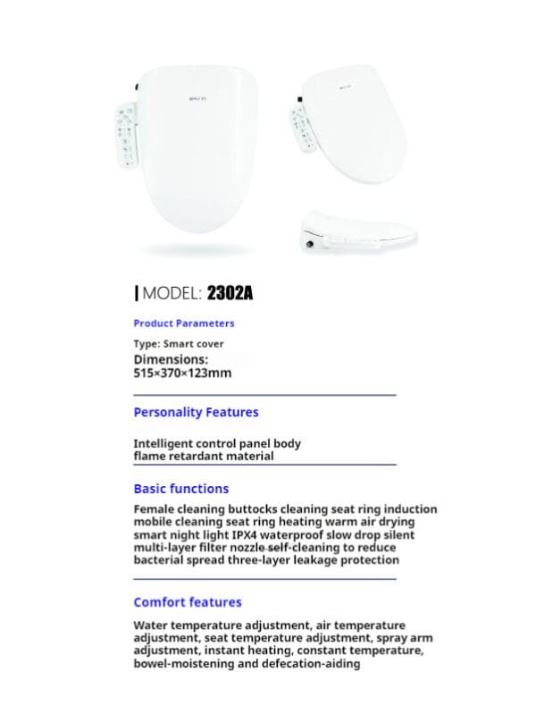 Electronic Bidet Toilet Cover 2302A